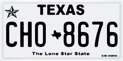 TX license plate CHO8676