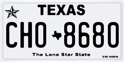 TX license plate CHO8680