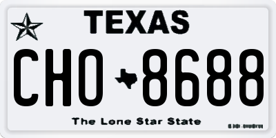 TX license plate CHO8688