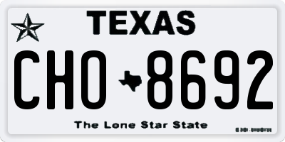 TX license plate CHO8692