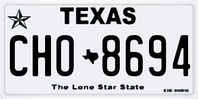 TX license plate CHO8694