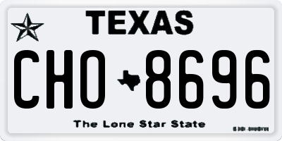 TX license plate CHO8696