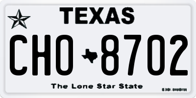 TX license plate CHO8702