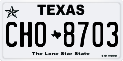 TX license plate CHO8703