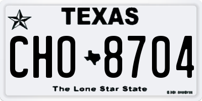TX license plate CHO8704