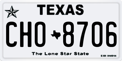 TX license plate CHO8706