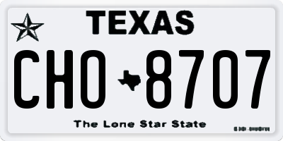 TX license plate CHO8707