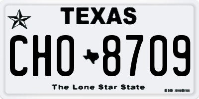 TX license plate CHO8709