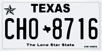 TX license plate CHO8716