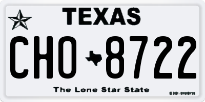 TX license plate CHO8722