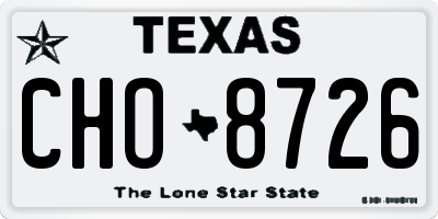 TX license plate CHO8726