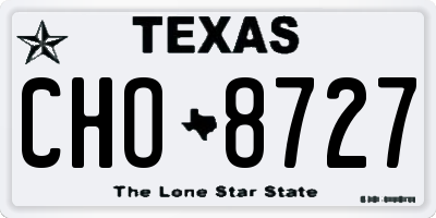 TX license plate CHO8727