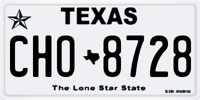 TX license plate CHO8728