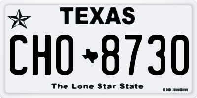 TX license plate CHO8730