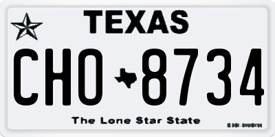 TX license plate CHO8734