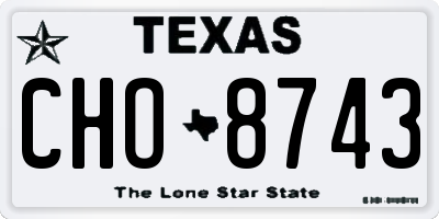 TX license plate CHO8743