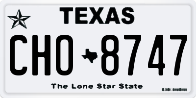 TX license plate CHO8747