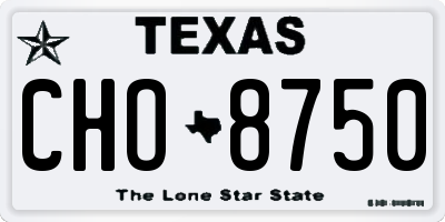 TX license plate CHO8750