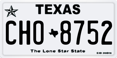 TX license plate CHO8752