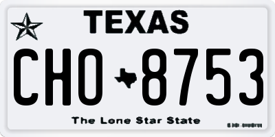 TX license plate CHO8753