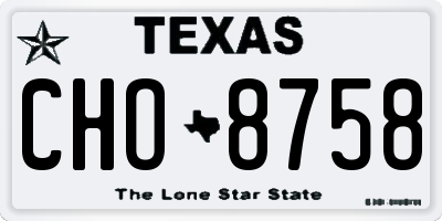 TX license plate CHO8758