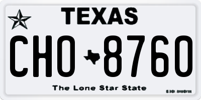 TX license plate CHO8760