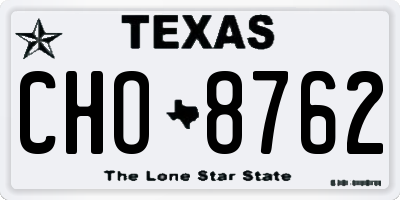 TX license plate CHO8762