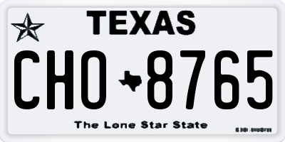 TX license plate CHO8765