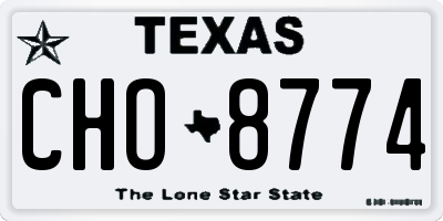 TX license plate CHO8774