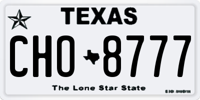 TX license plate CHO8777