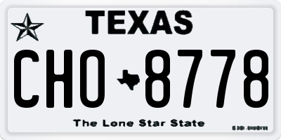TX license plate CHO8778