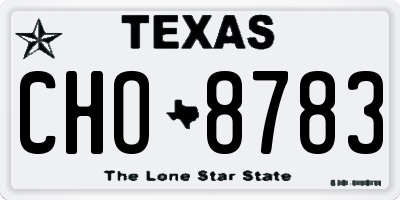 TX license plate CHO8783