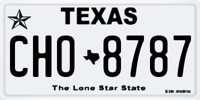 TX license plate CHO8787