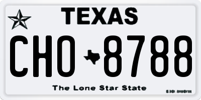 TX license plate CHO8788