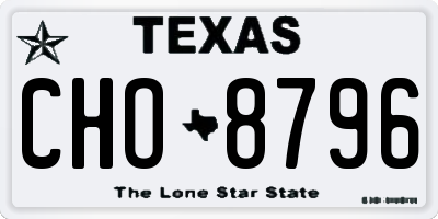 TX license plate CHO8796