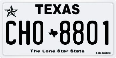 TX license plate CHO8801