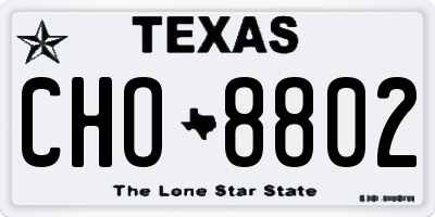 TX license plate CHO8802