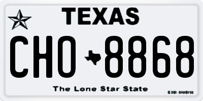 TX license plate CHO8868