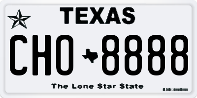 TX license plate CHO8888