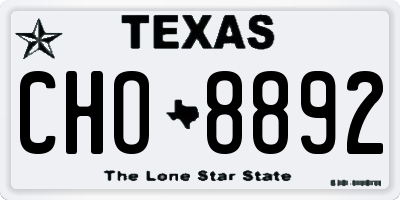 TX license plate CHO8892