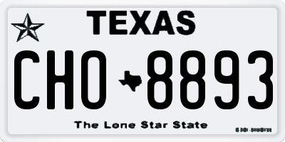 TX license plate CHO8893