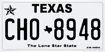 TX license plate CHO8948