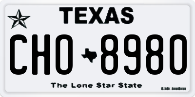 TX license plate CHO8980