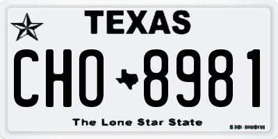 TX license plate CHO8981