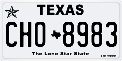 TX license plate CHO8983