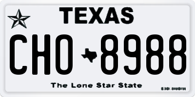 TX license plate CHO8988