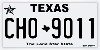 TX license plate CHO9011