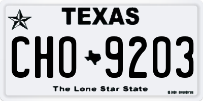 TX license plate CHO9203