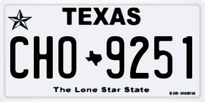 TX license plate CHO9251