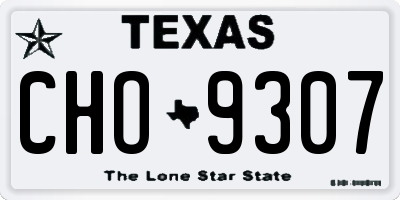 TX license plate CHO9307